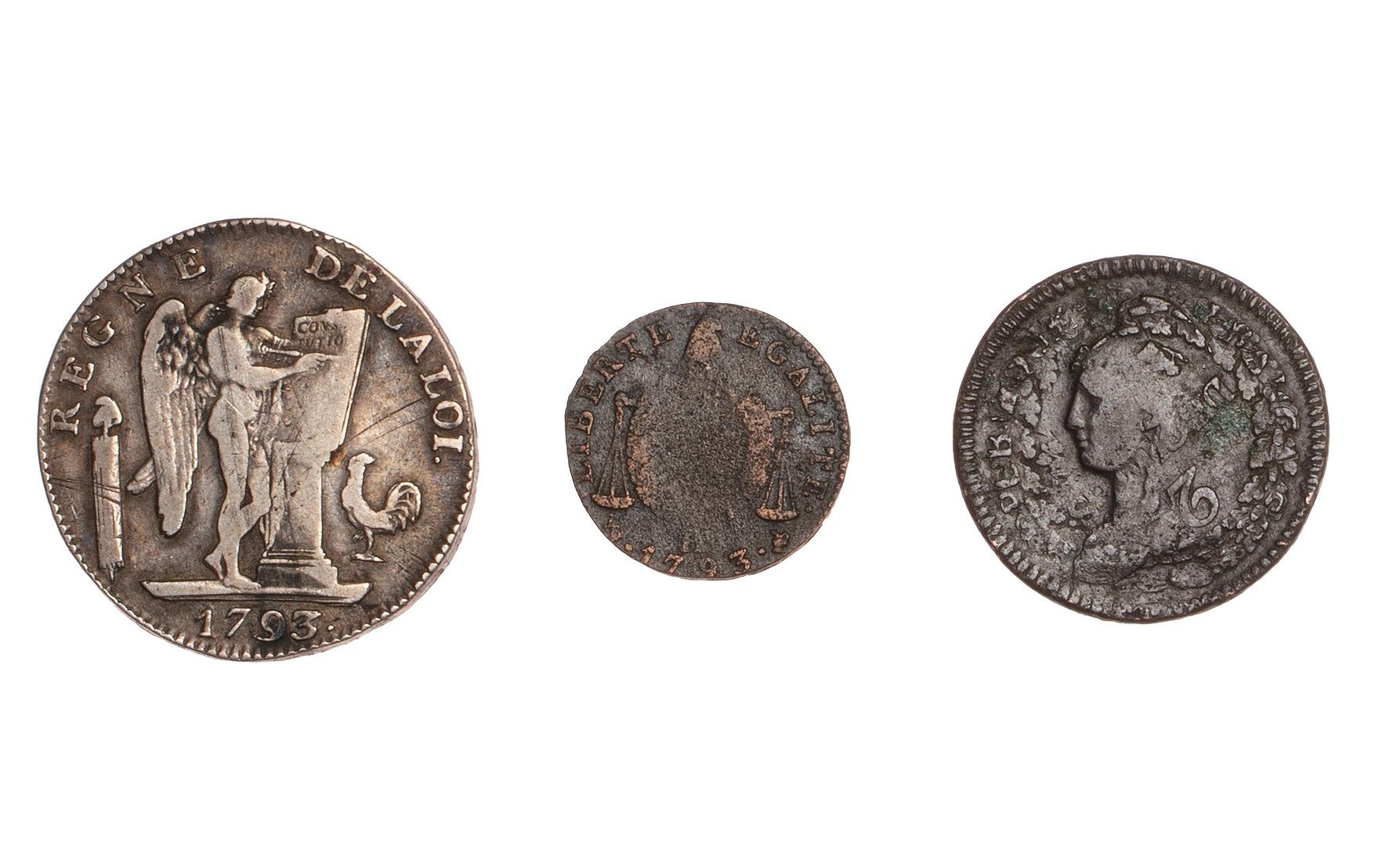 Null COSTITUZIONE - CONVENZIONE 

Lotto di 3 monete: sei livres 1793 Metz (Gadou&hellip;