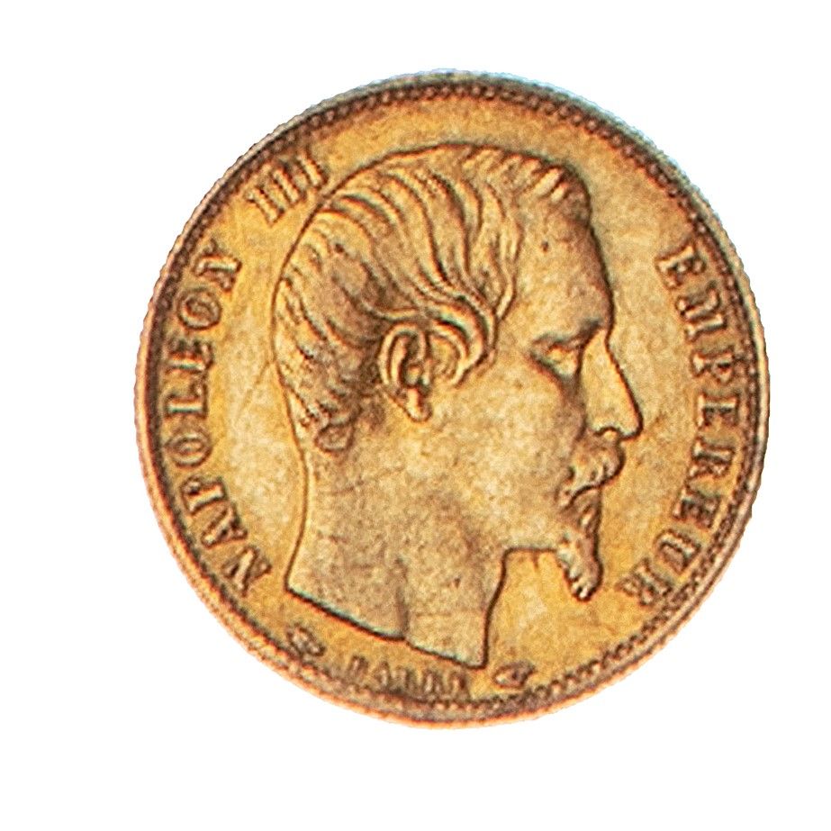 Null NAPOLEON III

5法郎黄金非桂冠小模块，条纹边缘，1854年巴黎。

法语：500A。

TTB。