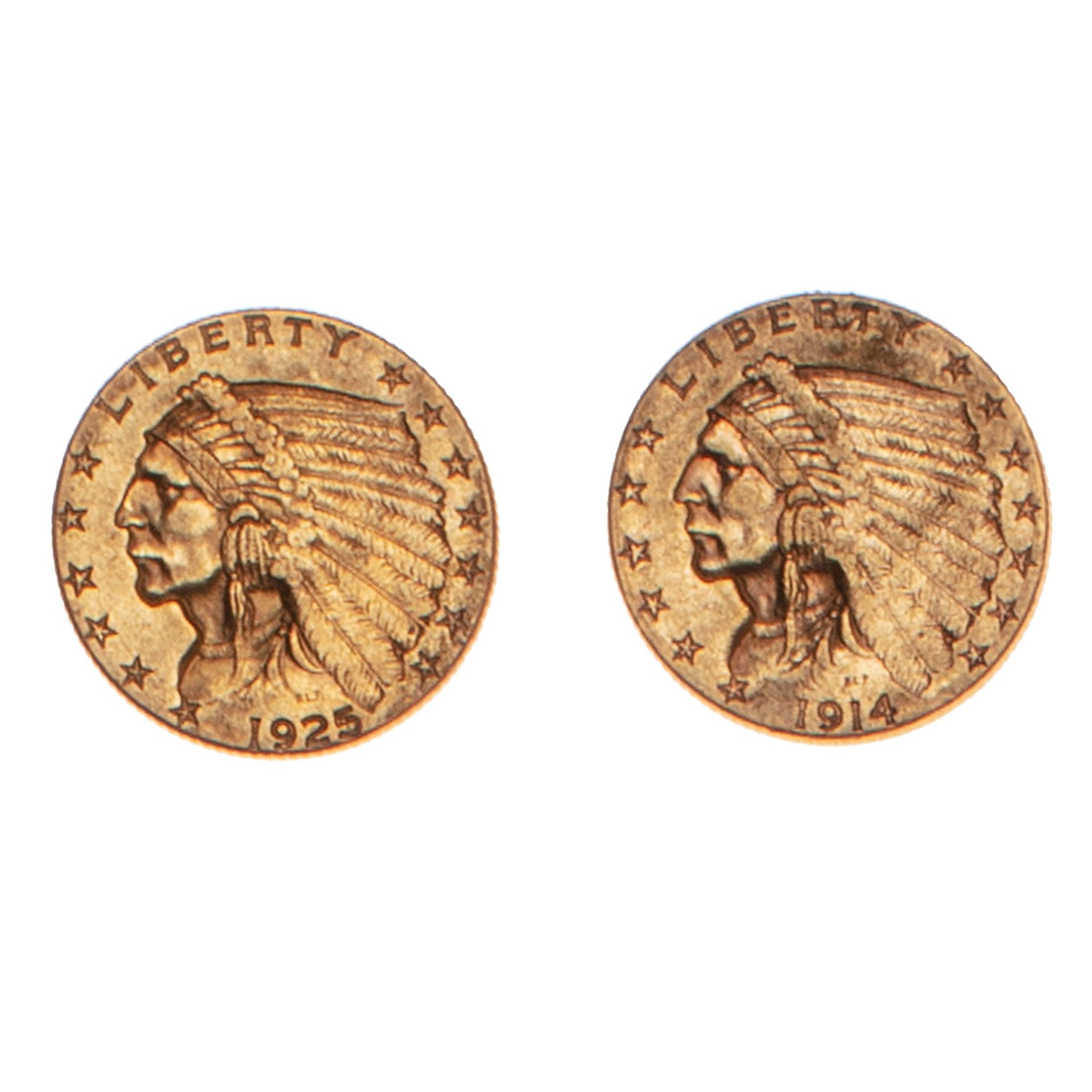 Null VEREINIGTE STAATEN 

Lot von zwei 2 1/2 Dollar Goldmünzen 1914 Denver und 1&hellip;