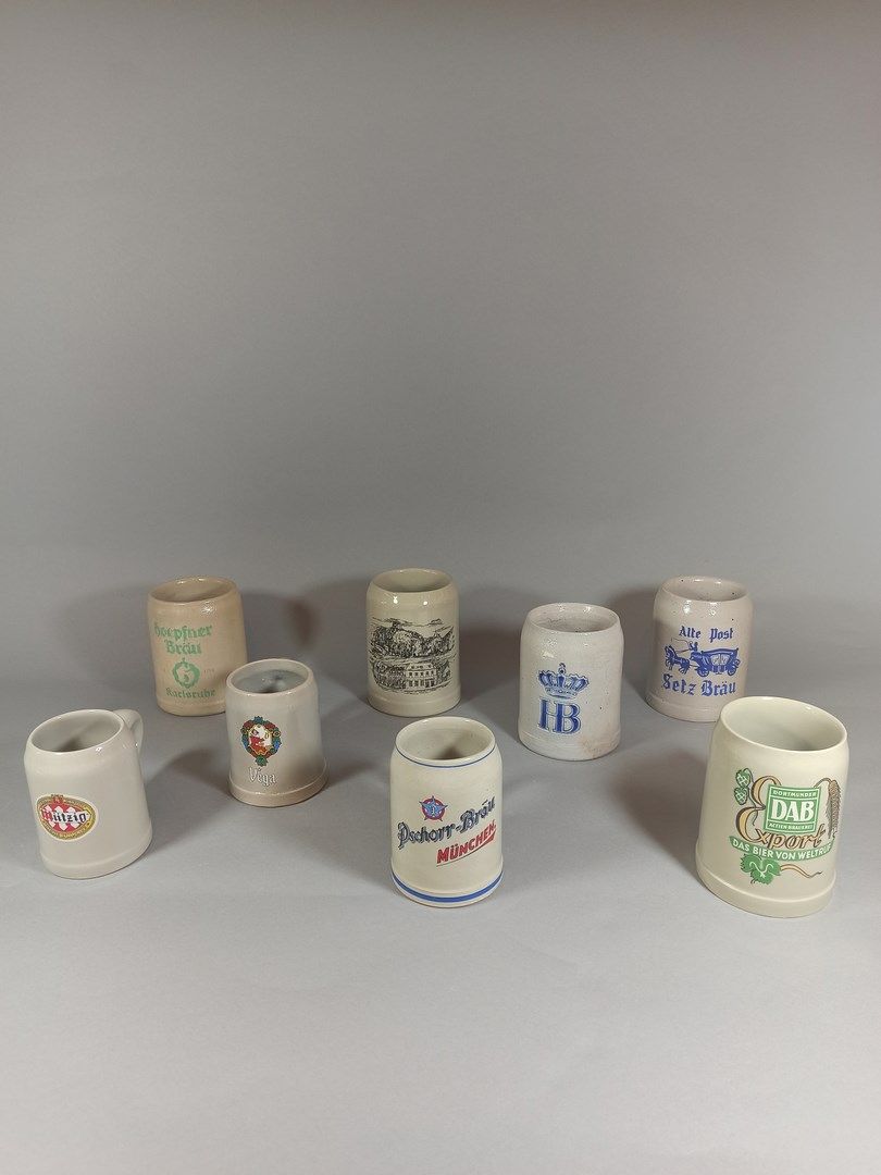 Null German work of the XXth century,

Set of 7 glazed ceramic advertising beer &hellip;