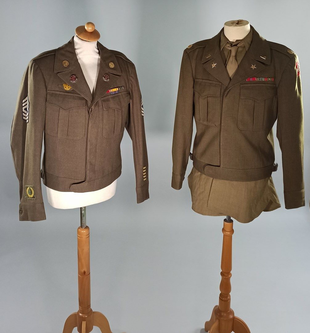 Null Lot of two American Ike OD wool jackets : A first sergeant's jacket of the &hellip;