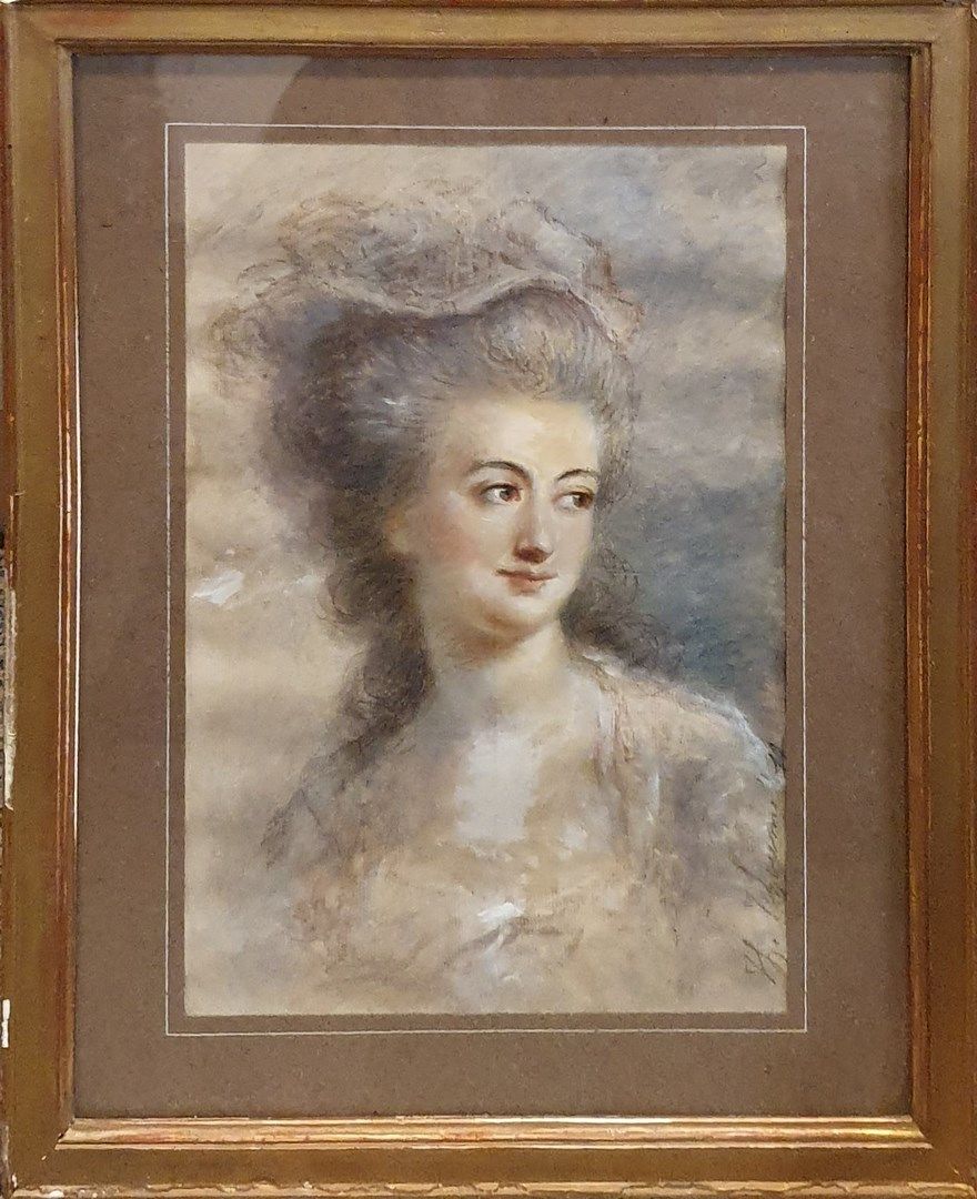 Null 丘马科夫-费奥多尔(1823-1911)

一个女人的画像。

纸上水彩、铅笔和水粉高光画，右下角签名

有折痕，纸张微卷

38 x 25 cm a&hellip;