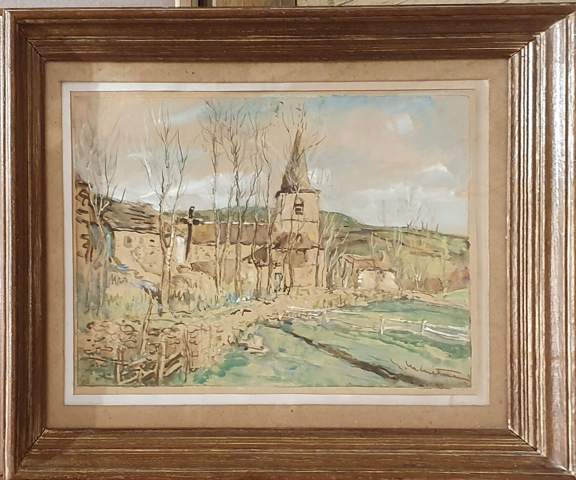 Null MENETRIER EIC ( 1958-2019 )

奥弗涅的村庄。

纸上水彩和水粉高光。

右下方有签名。

日照，污渍

31x42厘米
