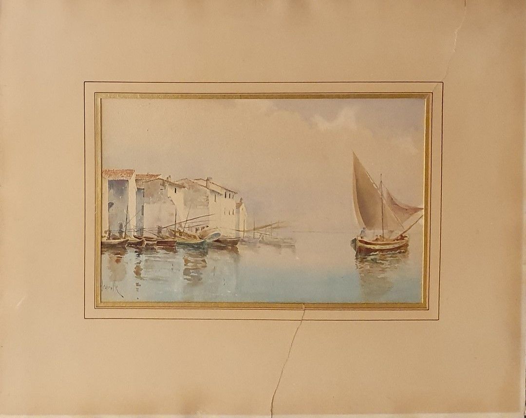 Null JEANNOLLE H (XIX-XX.)

Blick auf den Hafen, 

Aquarell auf Papier signiert &hellip;