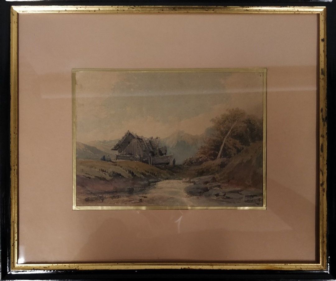 Null FRANTZ F., 19. Jahrhundert,

Chalet in den Bergen,

Aquarell auf Papier (So&hellip;