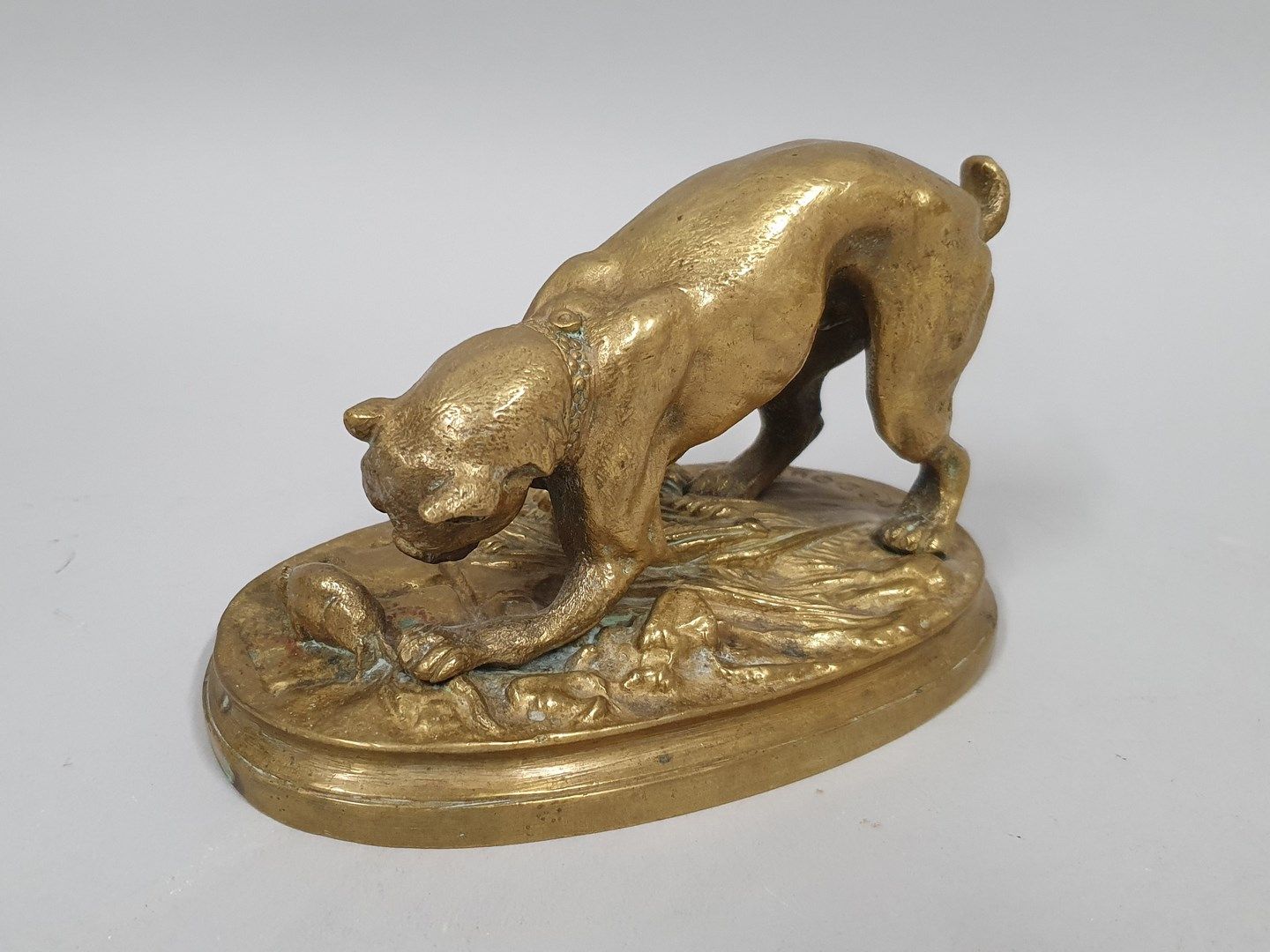 Null TRODOUX Henri Emile Adrien (XIX)

斗牛犬和老鼠

镀金的青铜器，在露台上：TRODOUX

氧化斑纹

高度 : 9&hellip;