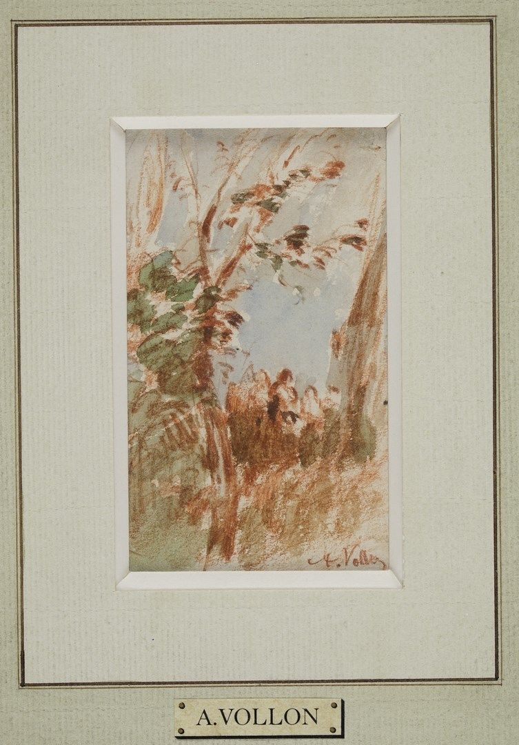 Null 安托万-沃尔隆，1833-1900年

树后的人物 - 树下的人物

两幅桑基和水彩画

每个人的签名

11x6.5厘米和15.5x9厘米的展品