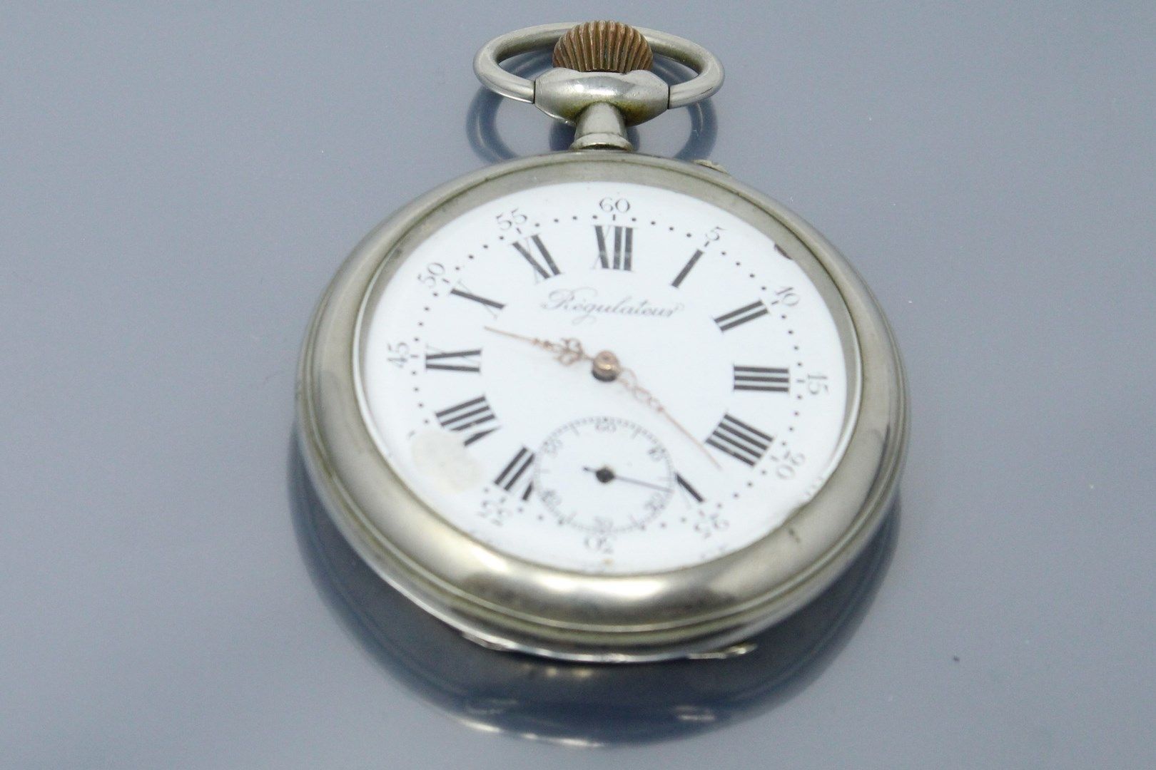 Null Metal "regulator" pocket watch, white enamelled dial (accidents), second ha&hellip;