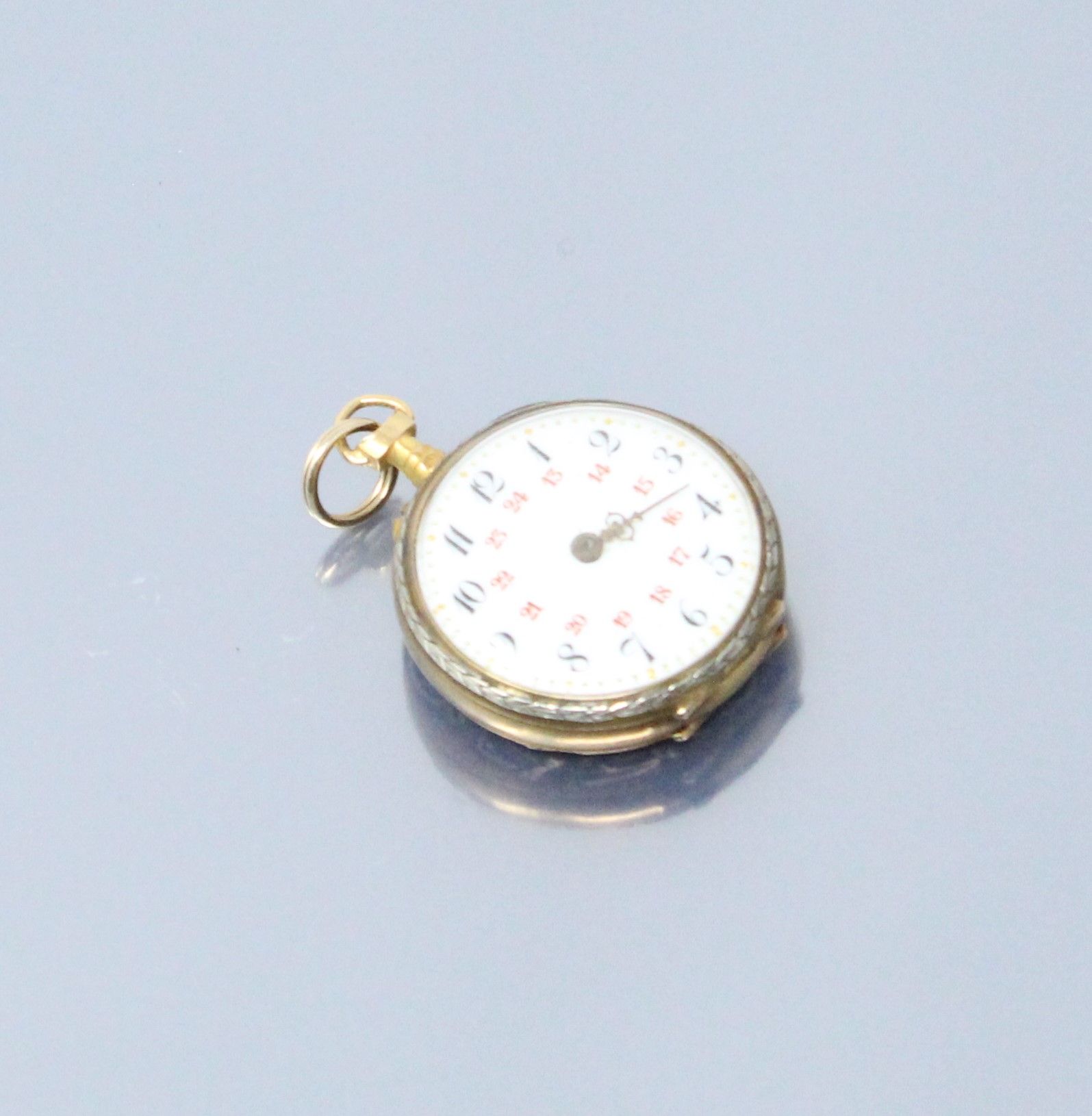 Null Reloj de cuello de oro amarillo de 18 quilates (750) con esfera esmaltada c&hellip;