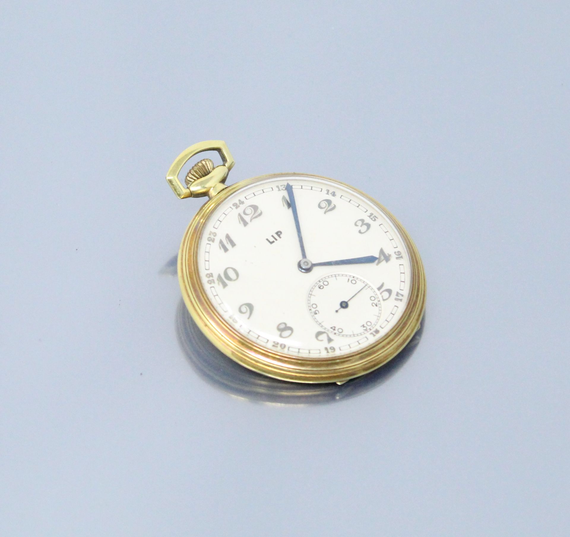 Null LIP 

Gilt metal pocket watch with cream dial and Arabic numerals. Second h&hellip;