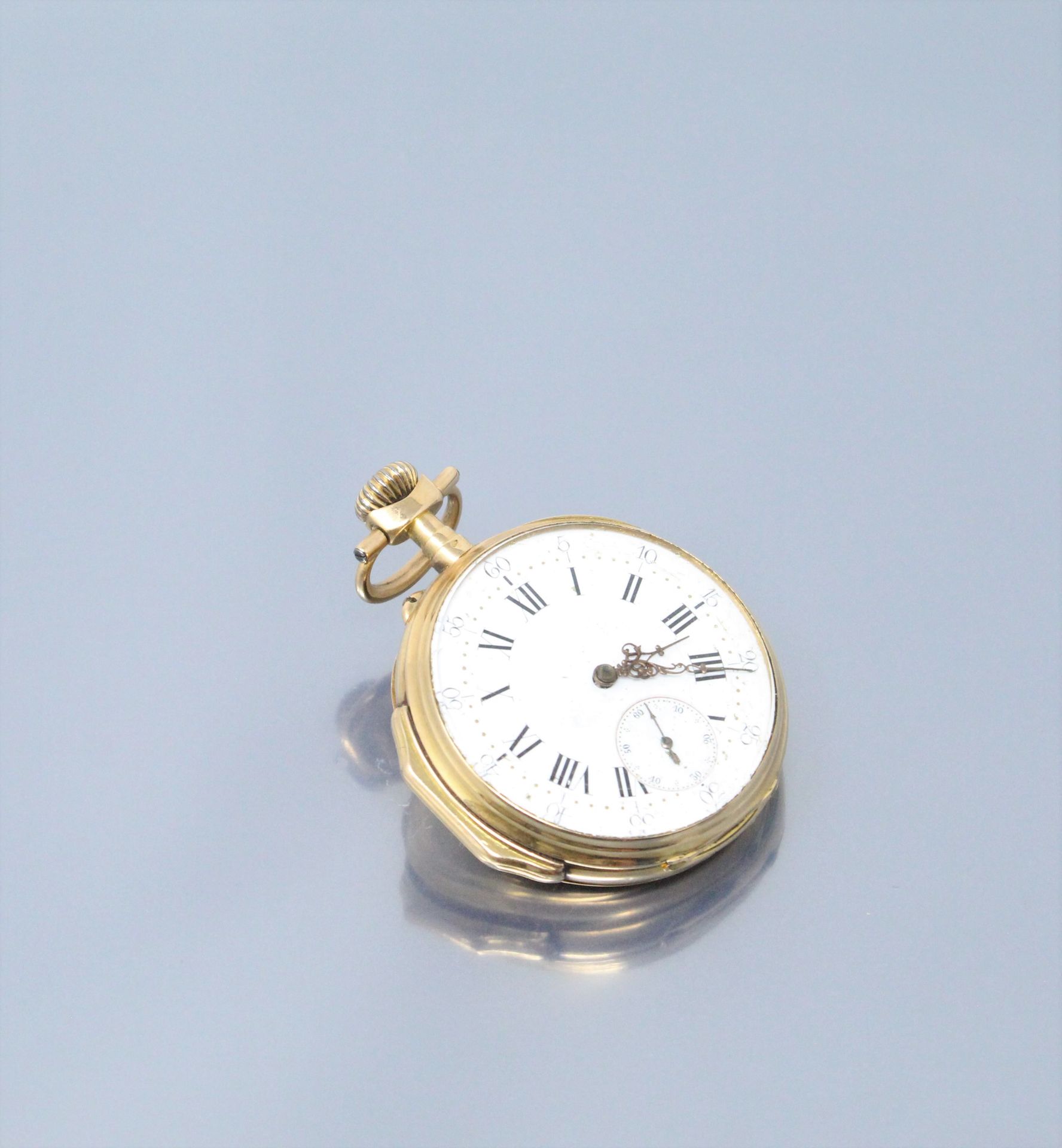 Null Pocket watch in 18k yellow gold (750 - horse hallmark), the case engraved w&hellip;