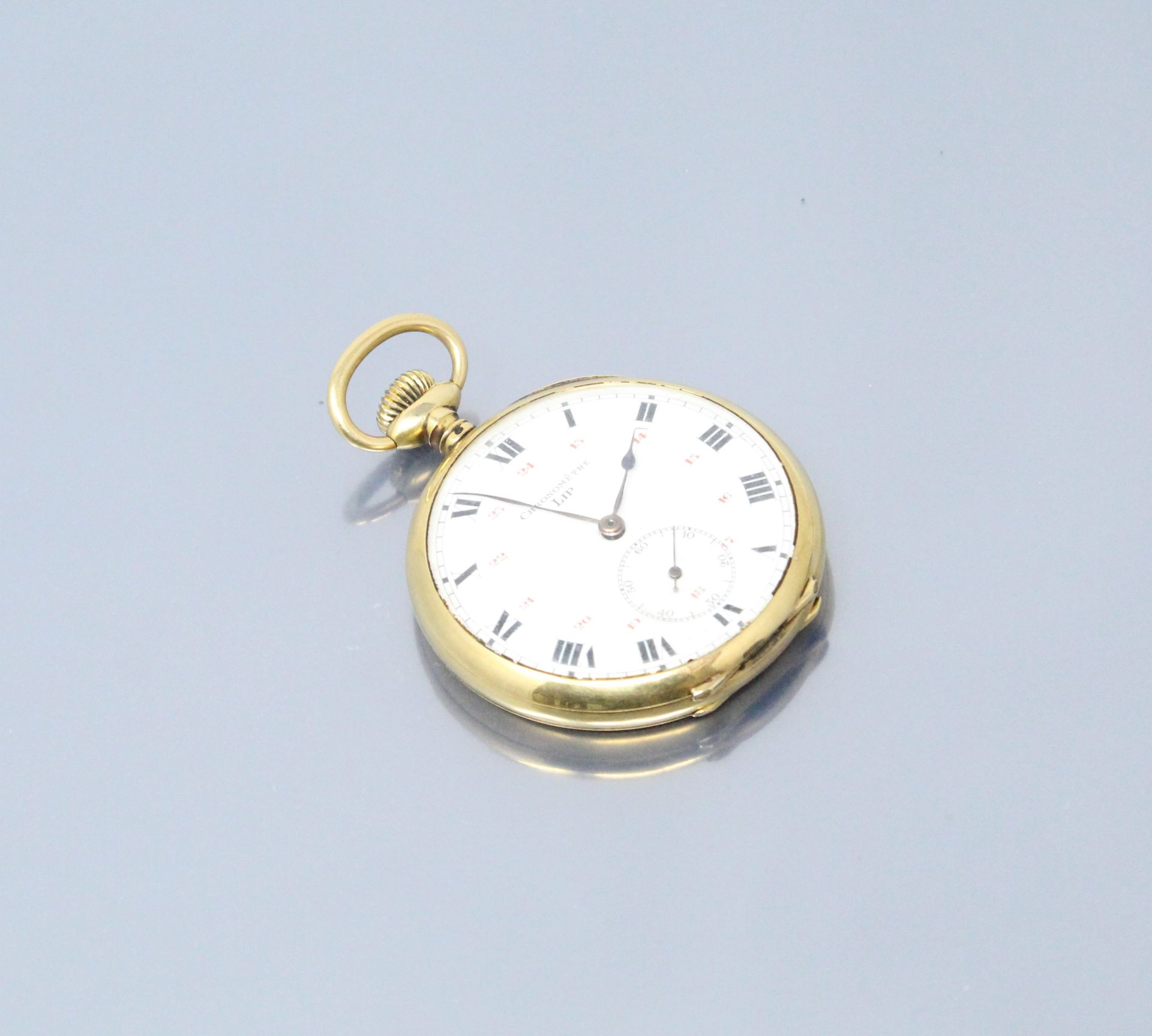 Null LIP 

Pocket watch in 18k (750) yellow gold. Dial with white background and&hellip;