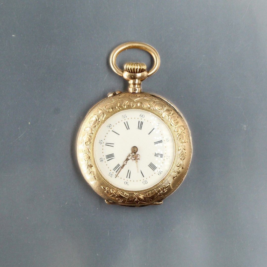 Null Reloj de cuello de oro amarillo de 18 quilates (750), esfera esmaltada en b&hellip;