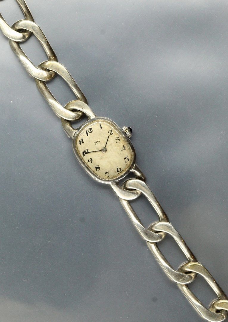 Null ZAL montre bracelet de dame en argent (925) à maille gourmette, cadran oblo&hellip;