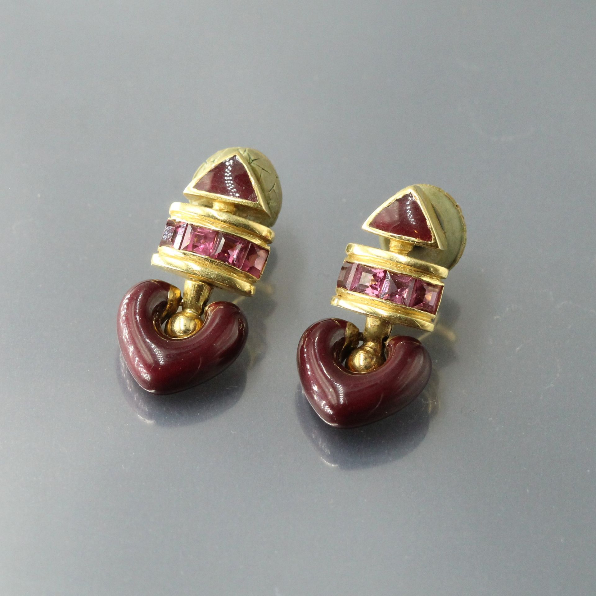 Null Pendants d'oreilles, adaptés en clip d'oreille (oreille percée) en or jaune&hellip;