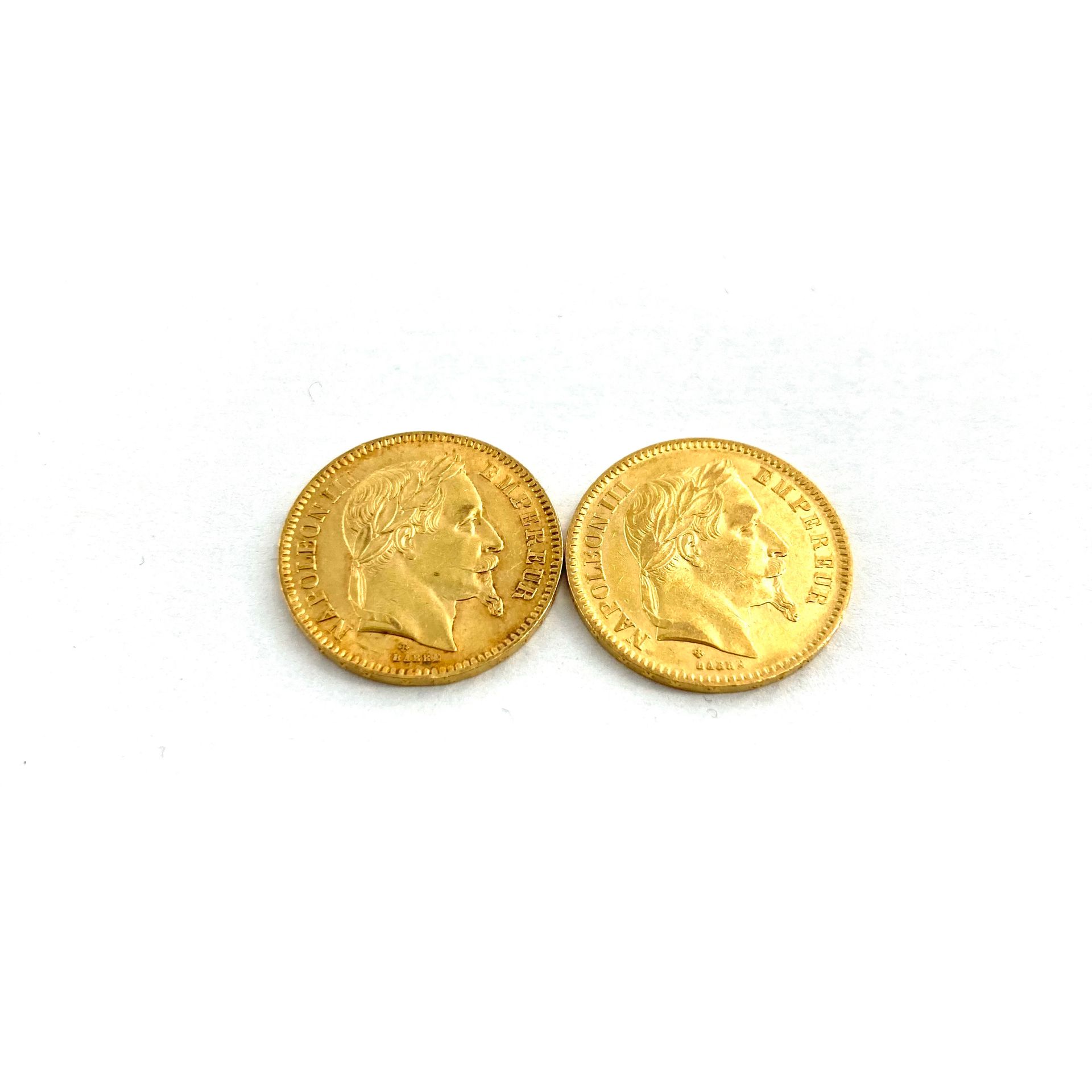 Null Deux pièces en or de 20 francs Napoléon III tête laurée.

1865 BB (x2) 



&hellip;