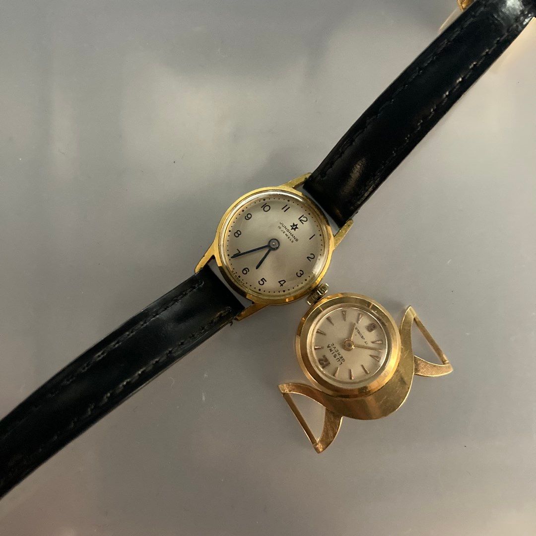 Null Lot composed of a 18k yellow gold watch case and a gilt metal lady's wristw&hellip;