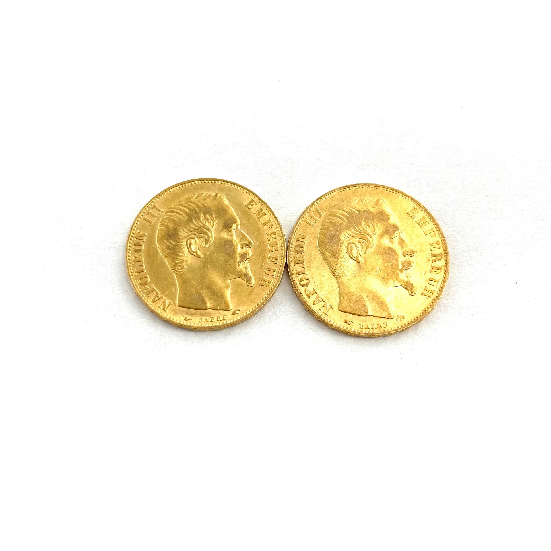 Null Due monete d'oro da 20 franchi Napoleone III a capo scoperto.

1855 A (x2) &hellip;