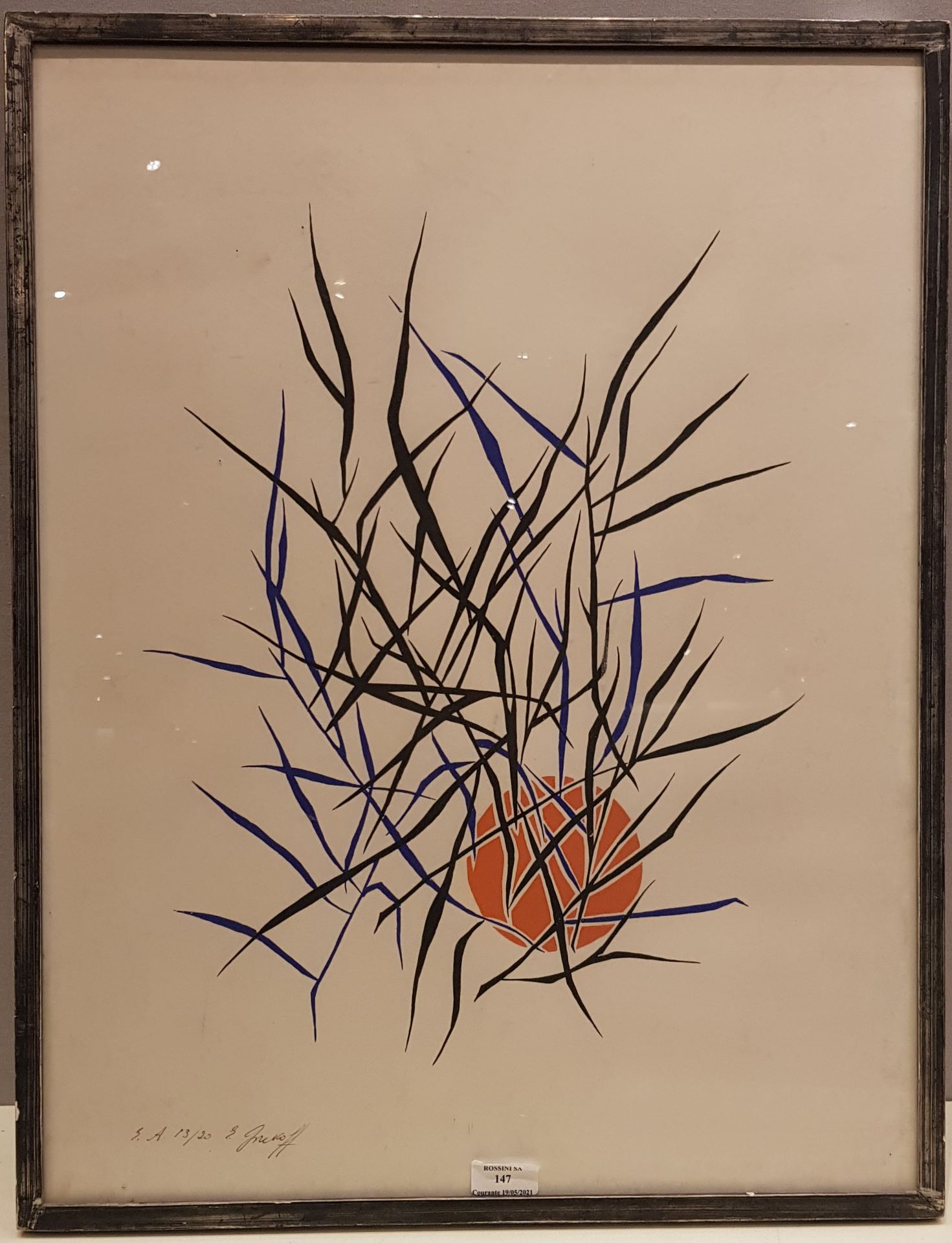 Null 格雷科夫-埃利，1914-1985。

阳光和树枝。

彩色石版画，EA，编号13/20，左下方有签名。

64x49.5厘米。