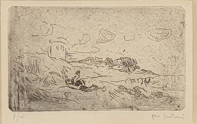 Null 伯特伦-阿贝尔，1871-1954。

午睡。

黑色蚀刻画，编号7/25，右下方有签名。

9x15.5厘米。