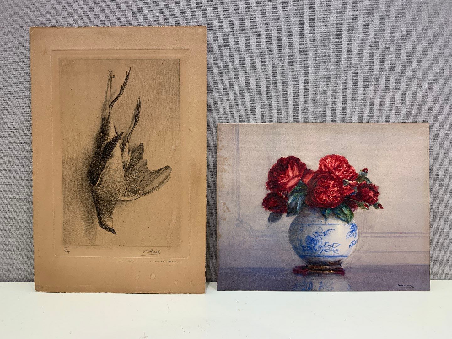 Null 罗森斯托克-伊西多尔

玫瑰花束

水彩画

污渍



附有一幅表现鸟类静物的蚀刻画。