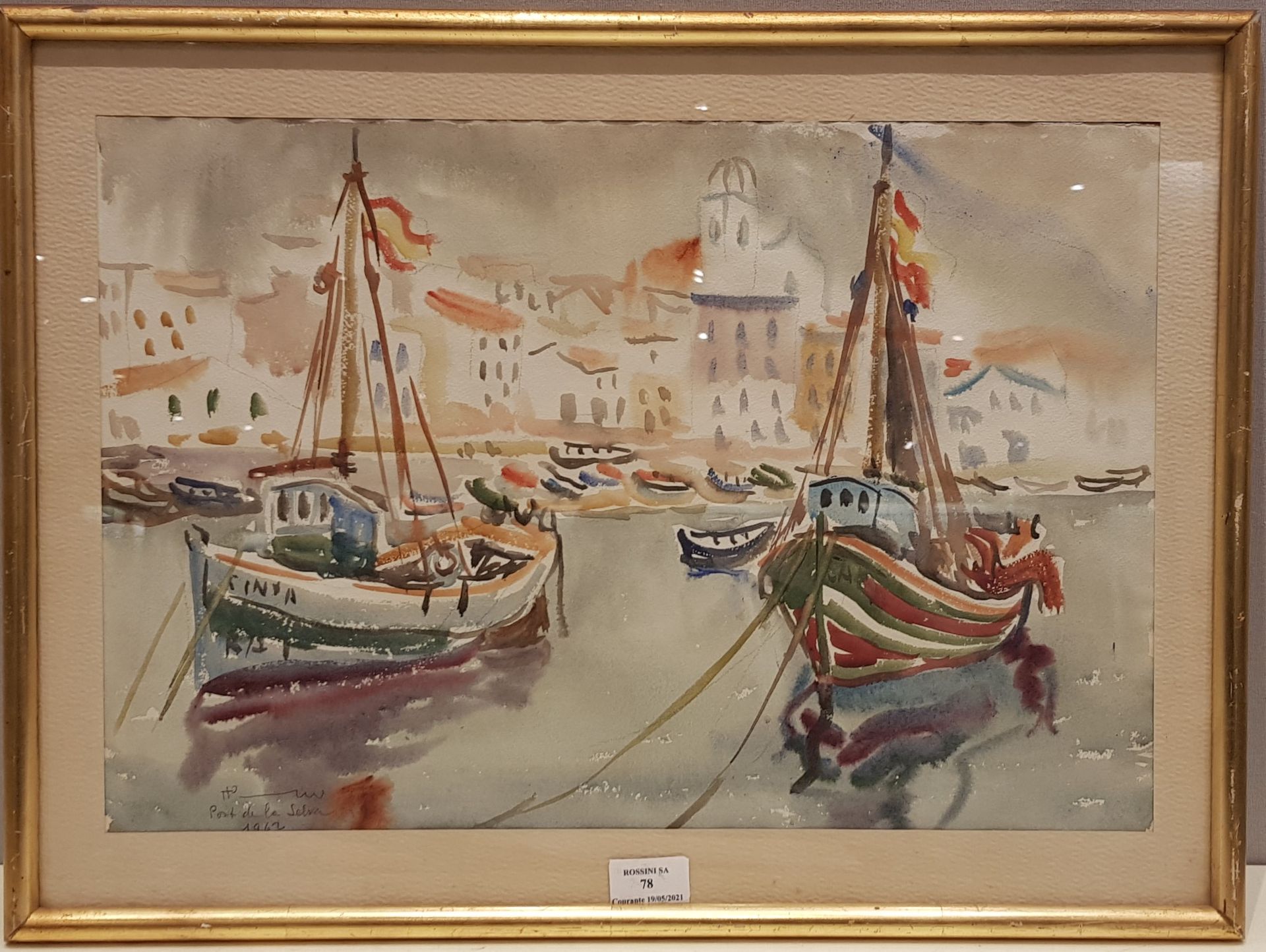 Null FRENCH SCHOOL 20th century,

The port of Salva, 1962,

Watercolor, signed a&hellip;