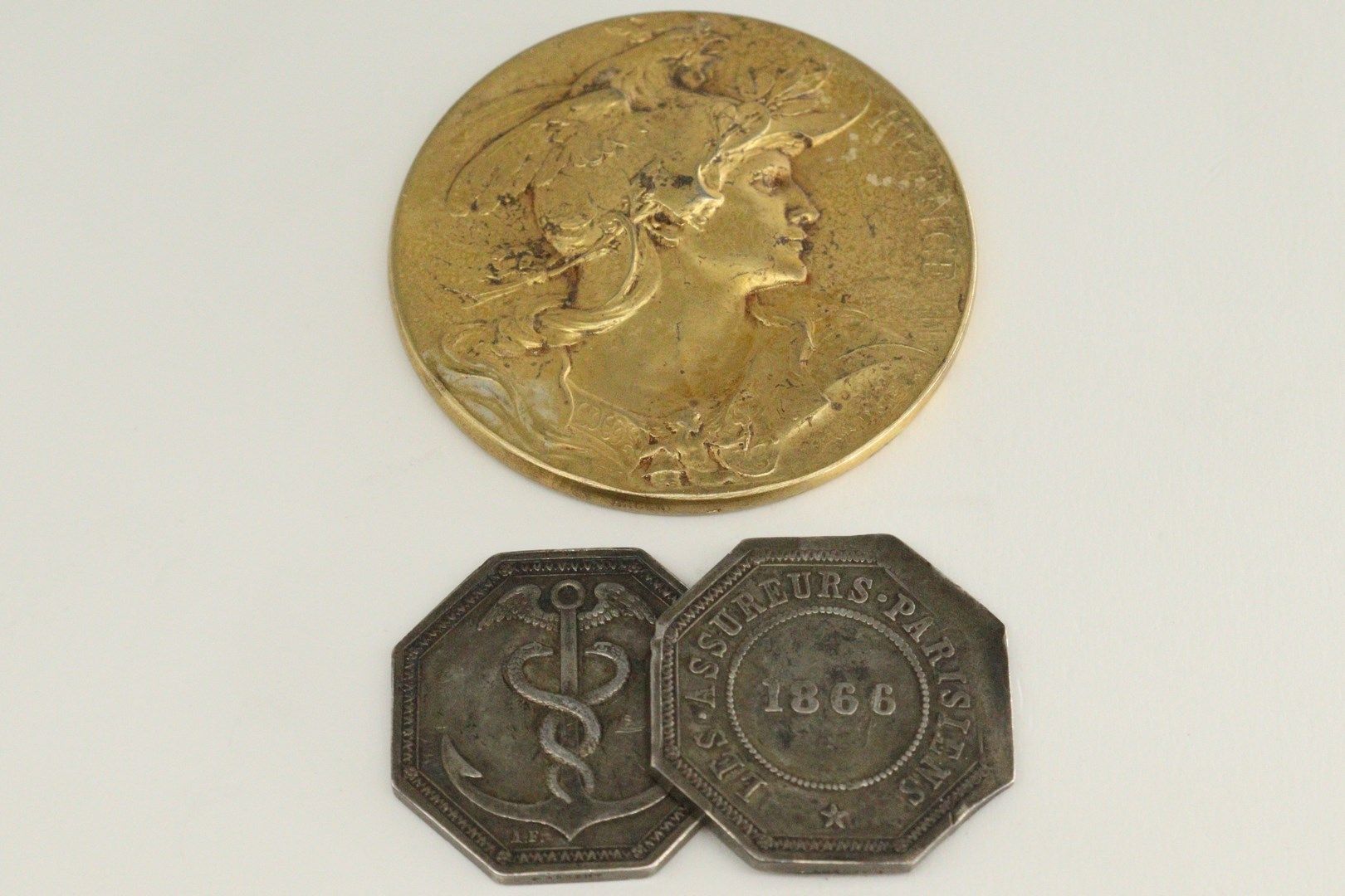 Null Médaille de table en vermeil (sanglier) avers d'ap. Louis Bottée, revers gr&hellip;