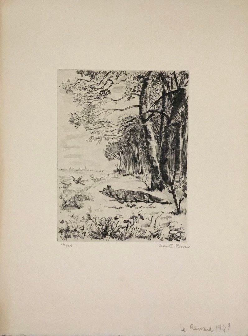 Null BERSIER Jean

版画右下角有签名，35号上有编号的 "le renard" 1949年。 

33 x 25厘米
