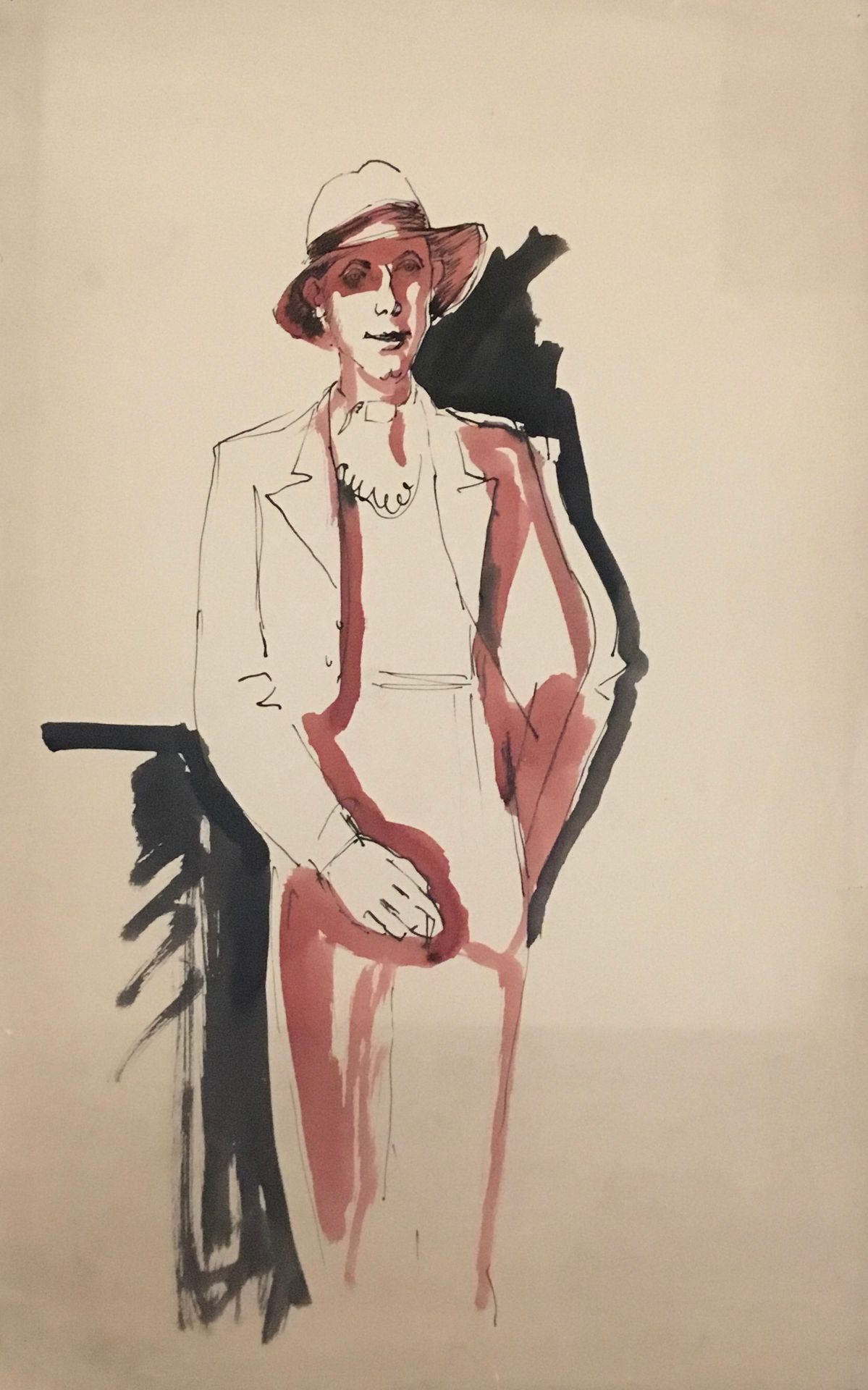 Null ANONYME 

Encre et aquarelle sur papier portrait de Marcel Aymé vers 1950. &hellip;