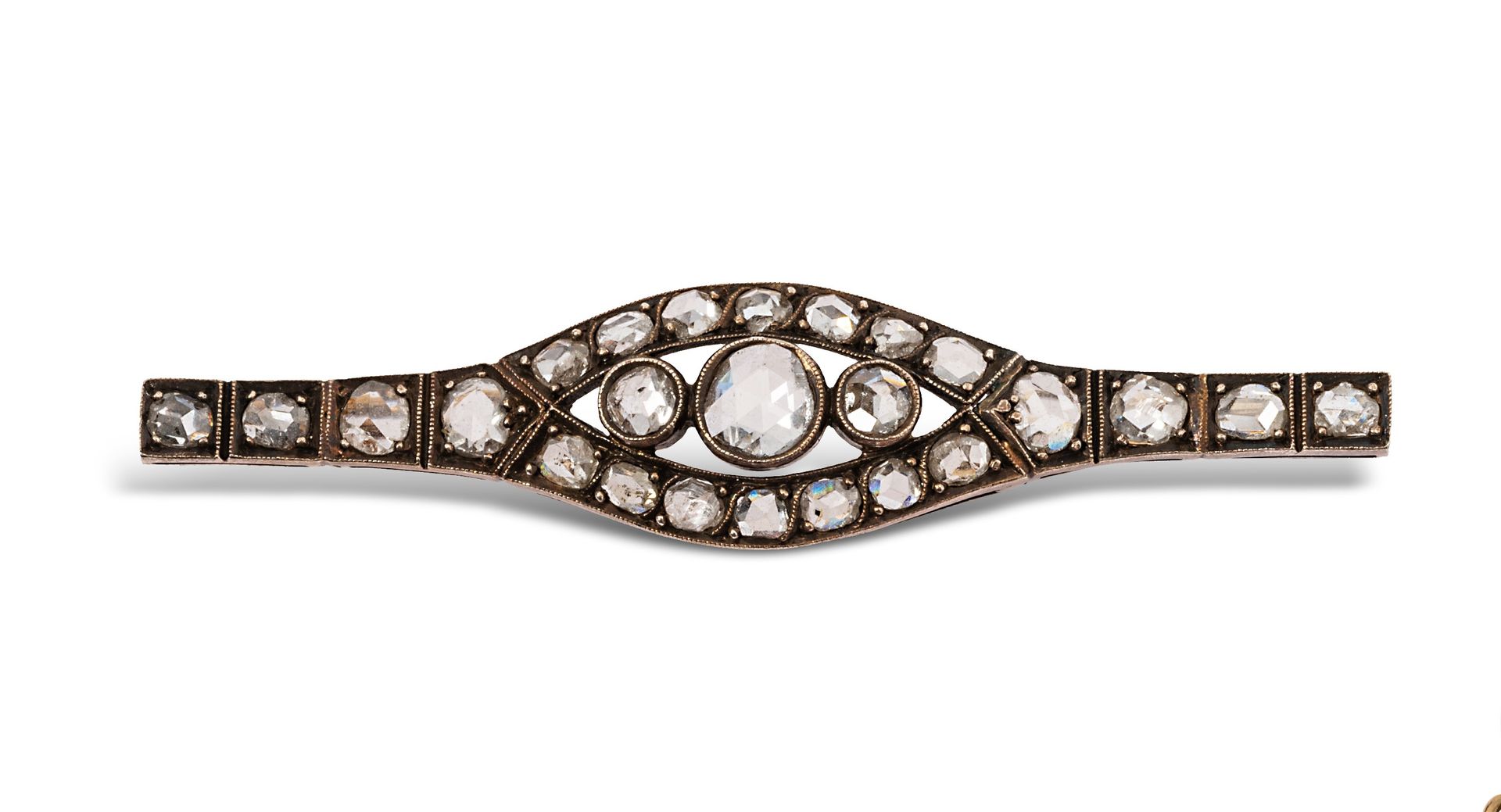 Null Broche de huso de plata engastado con diamantes talla rosa. 

Obra del prim&hellip;