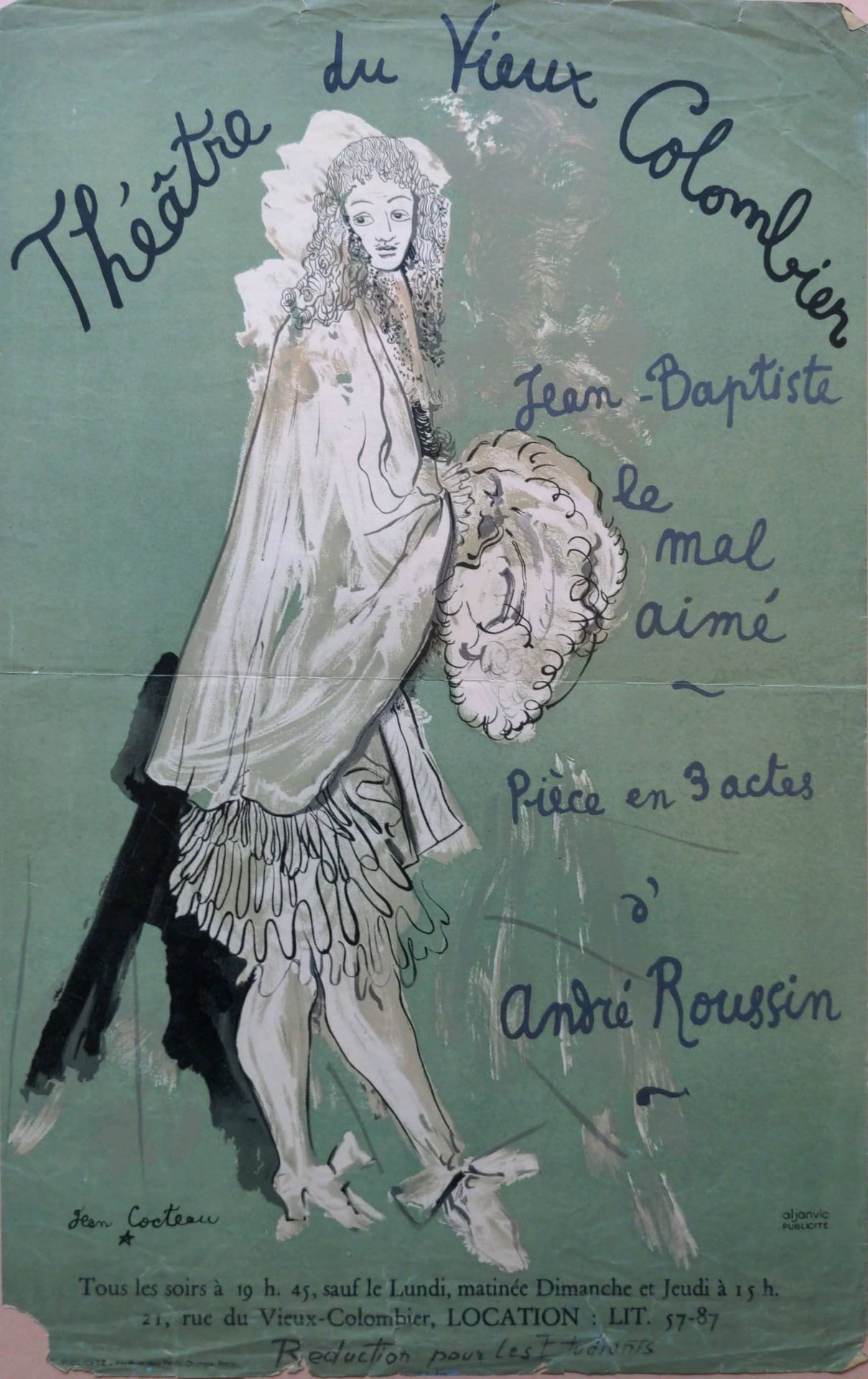 Null COCTEAU Jean (1889-1963) d'après, Jean-Baptiste le mal aimé d'André Roussin&hellip;