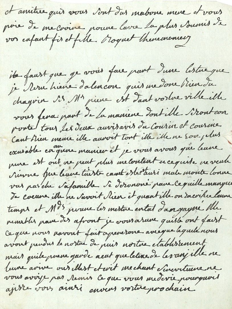 Null [1791年宪法]。L.A.S. "Roquet Cheremonier"，巴黎，1791年9月14日，给他的母亲Mme de Valle "fabr&hellip;