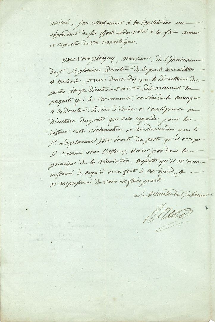 Null 让-马里-罗兰-德拉普拉蒂埃（1734-1793）政治家，1792年担任内政部长，他在得知妻子被捕后自杀。L.A.S.，巴黎，1792年9月，给洛特和&hellip;