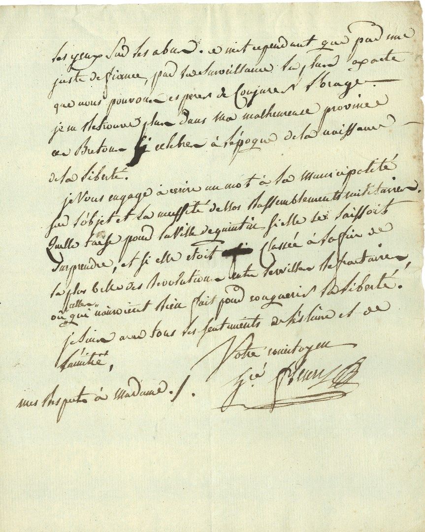 Null Honoré-Marie FLEURY (1754-1827) conventionnel (Côtes du Nord). 2 L.A.S., Qu&hellip;