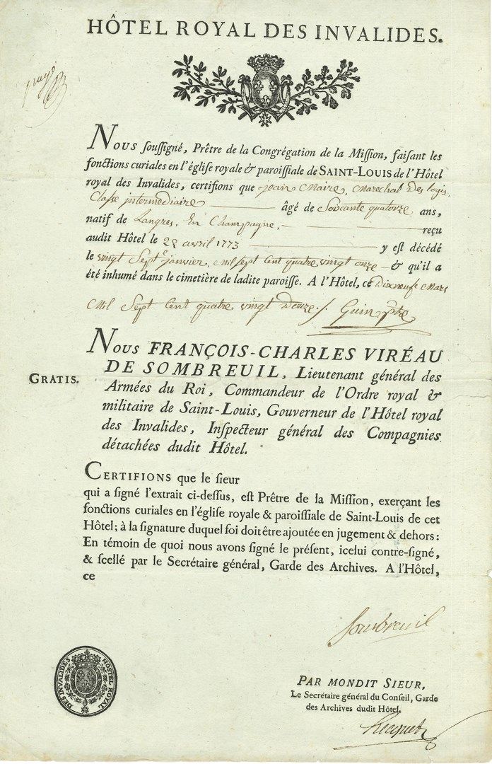 Null Charles-François Virot, marquis de SOMBREUIL (1727-1794) général, gouverneu&hellip;