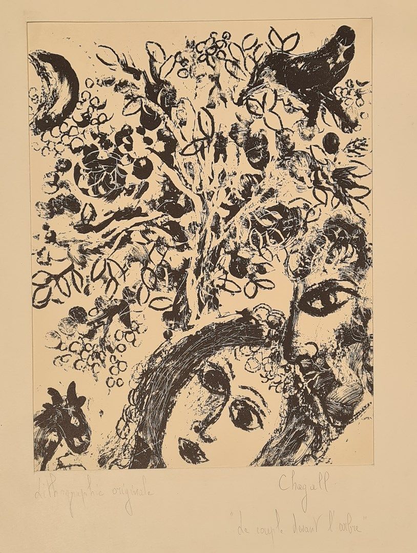Null CHAGALL Marc (1887-1985) 

Das Paar vor dem Baum 

Schwarze Lithografie, ni&hellip;
