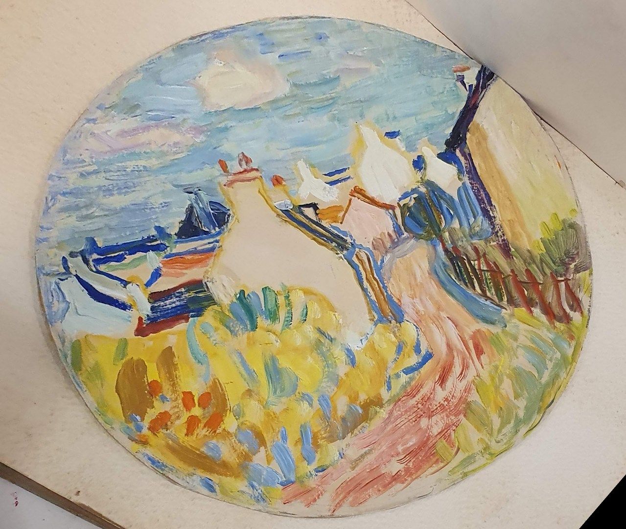 Null 杜勒-奥古斯特，归功于

乡村

水粉画项目为一个陶器盘子，无签名 

直径：30.5厘米