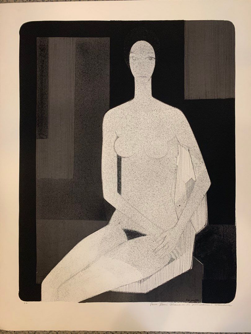 Null 米诺（André）（1923-1986年

女人--惊喜--坐着的裸体

已签名的三幅石版画

75 x 57厘米，每个约。