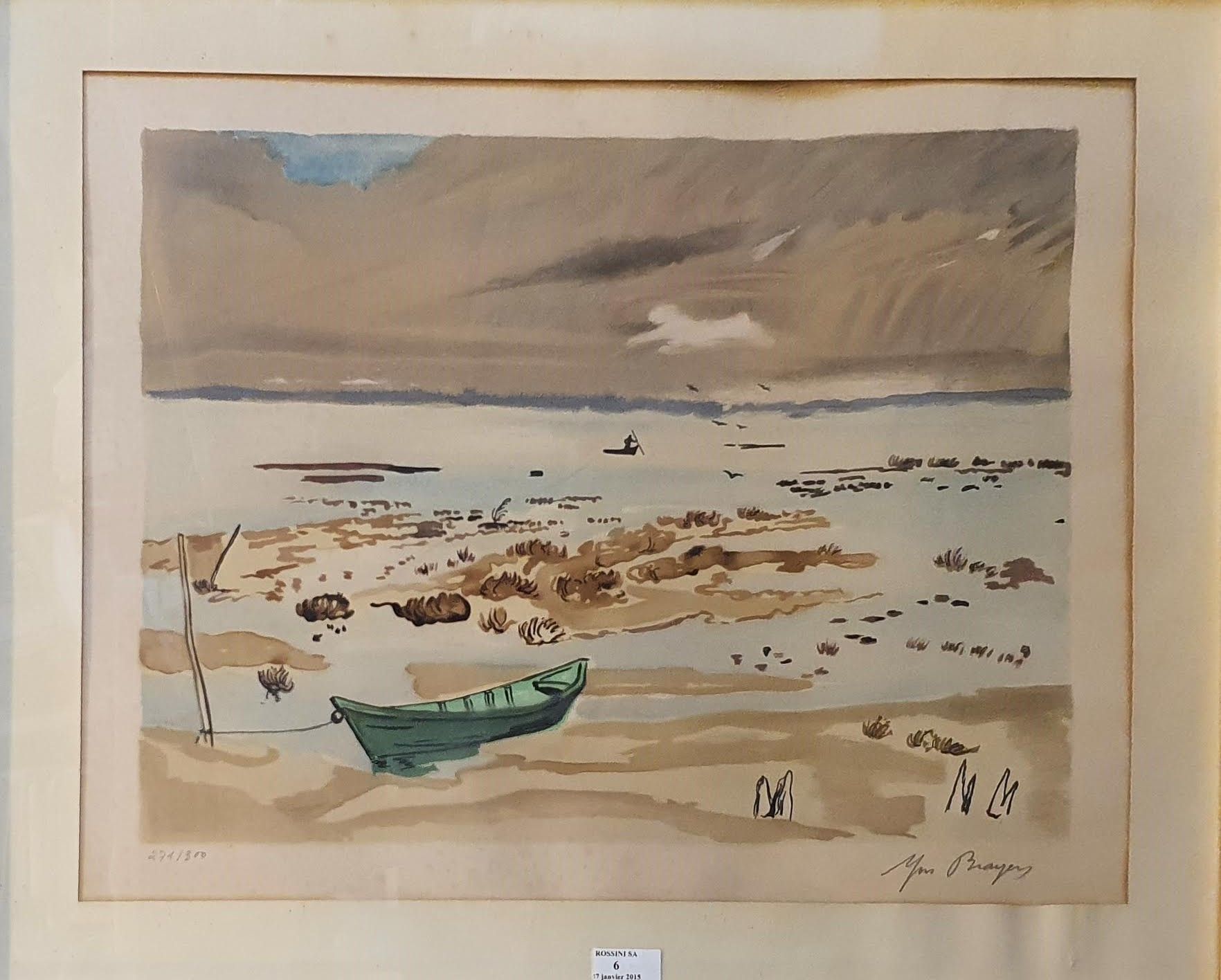 Null 布雷耶-伊夫 (1907-1990)

卡马格的绿色小船

石版画，右下方有签名，左下方有编号271/300

日照，狐臭

板块：40 x 52 c&hellip;