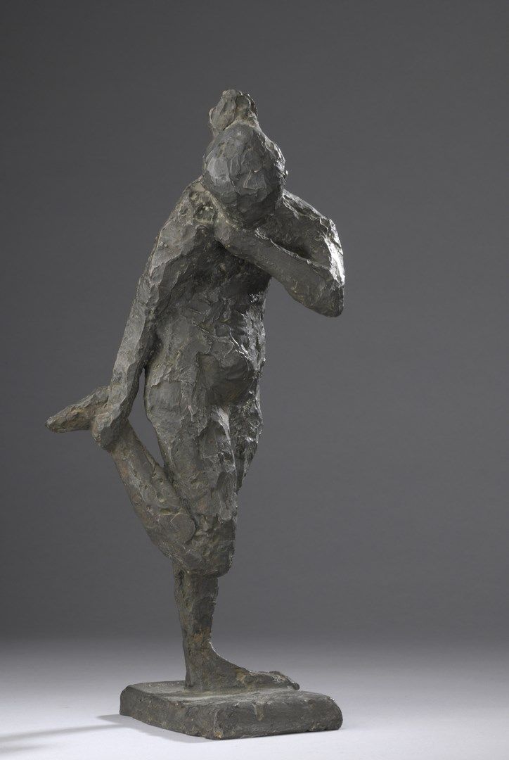 KOCH Erich, 1924-2014 
Nude holding his leg, 1954 
black patina bronze, lost wax&hellip;