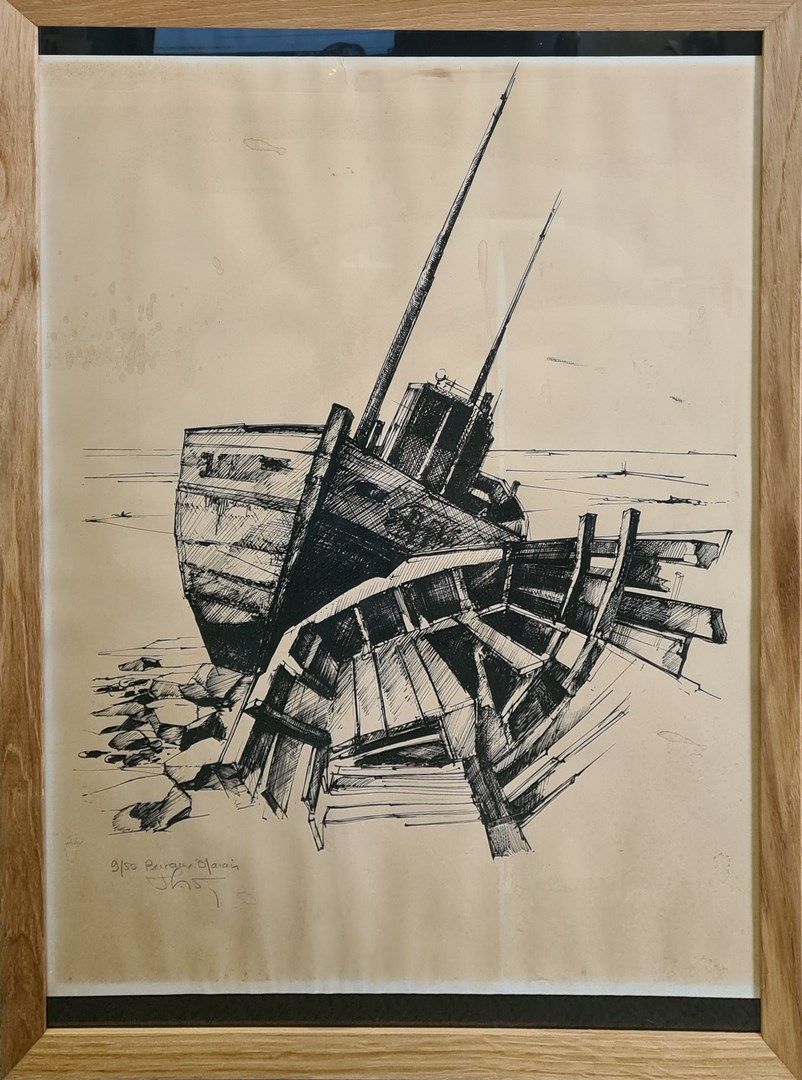 Null BERTAUX-MARAIS Jean-Pierre (生于1936年)

岸上的船 - Haut de Cagnes, 75

两幅石版画，左下方各&hellip;