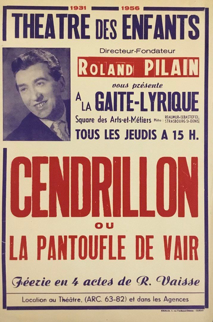 Null 儿童剧《CENDRILLON ou la pantoufle de vair》的海报，1956年Rolland PILAIN。

格式60 x 40厘&hellip;