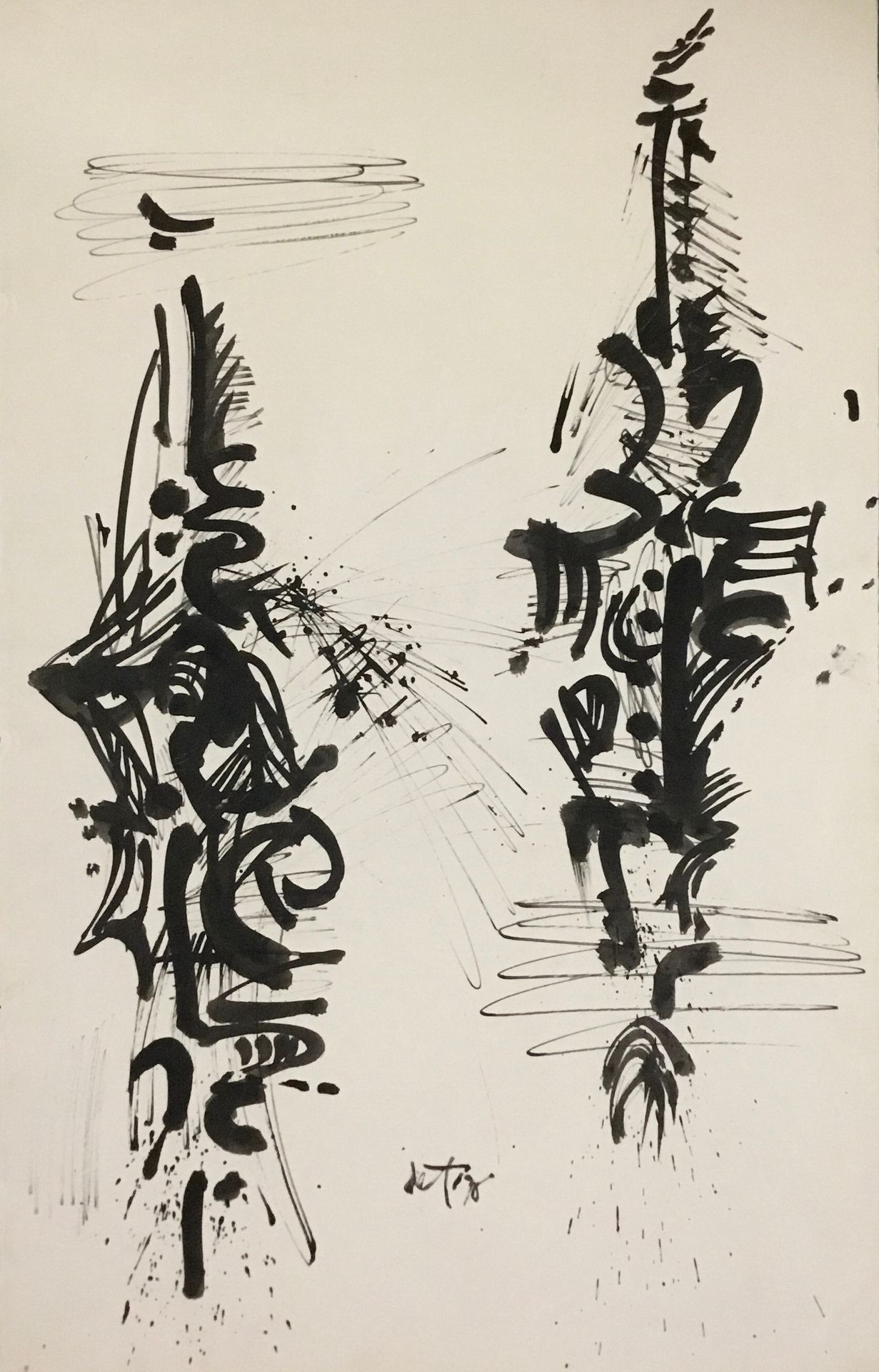 Null TURVILLE de Serge 

Encre sur papier signée en bas au centre. 

Format 48 x&hellip;