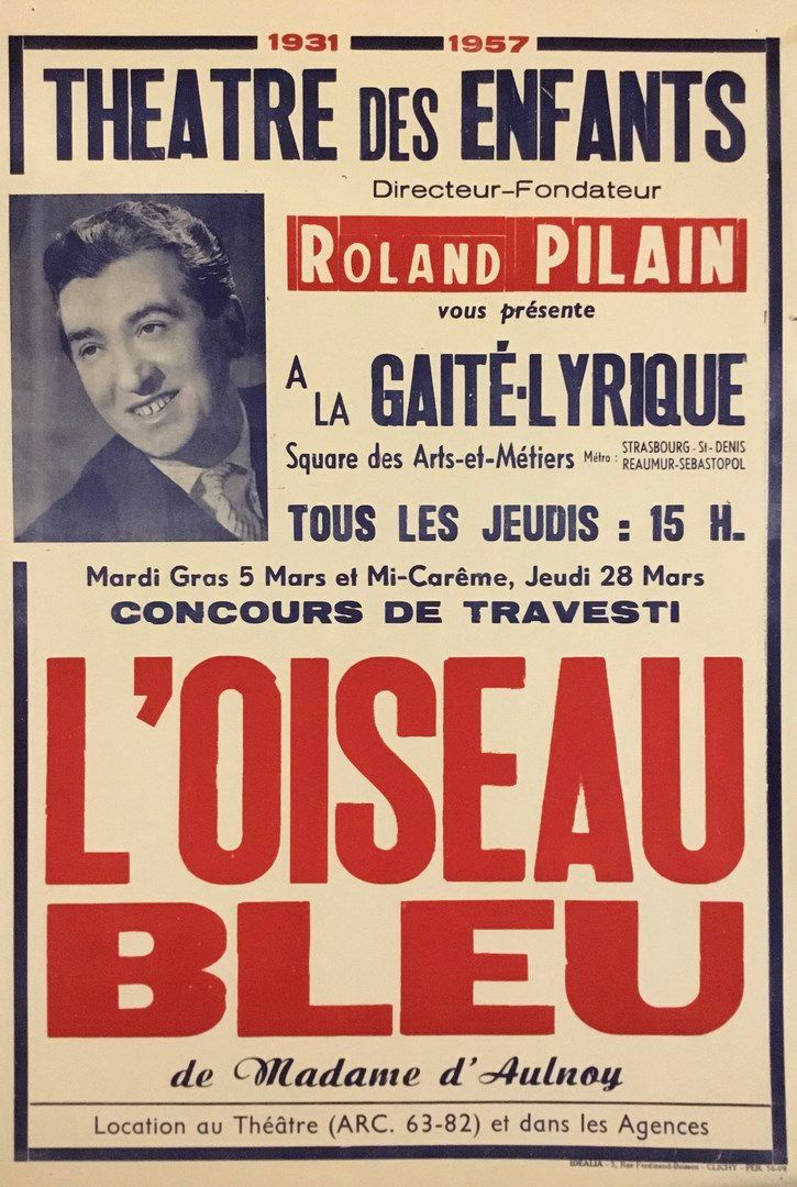 Null Gaité Lyrique剧院的儿童戏剧演出海报，蓝鸟。

格式60 x 40厘米