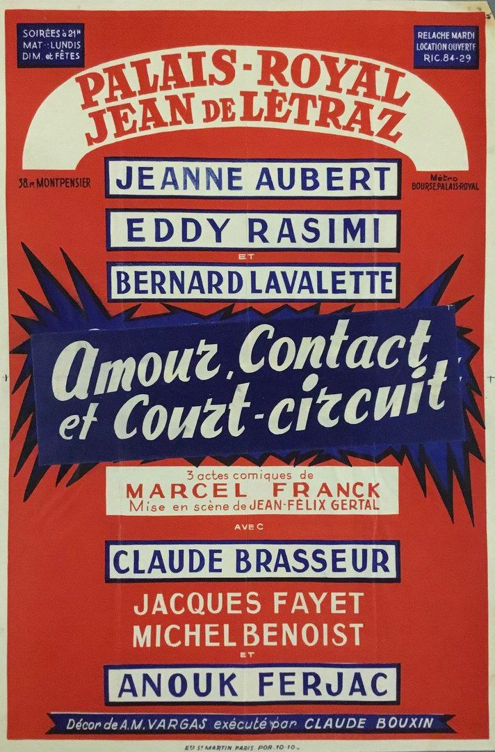 Null Affiche de spectacle Palais-Royal Amour contact et court circuit trois acte&hellip;