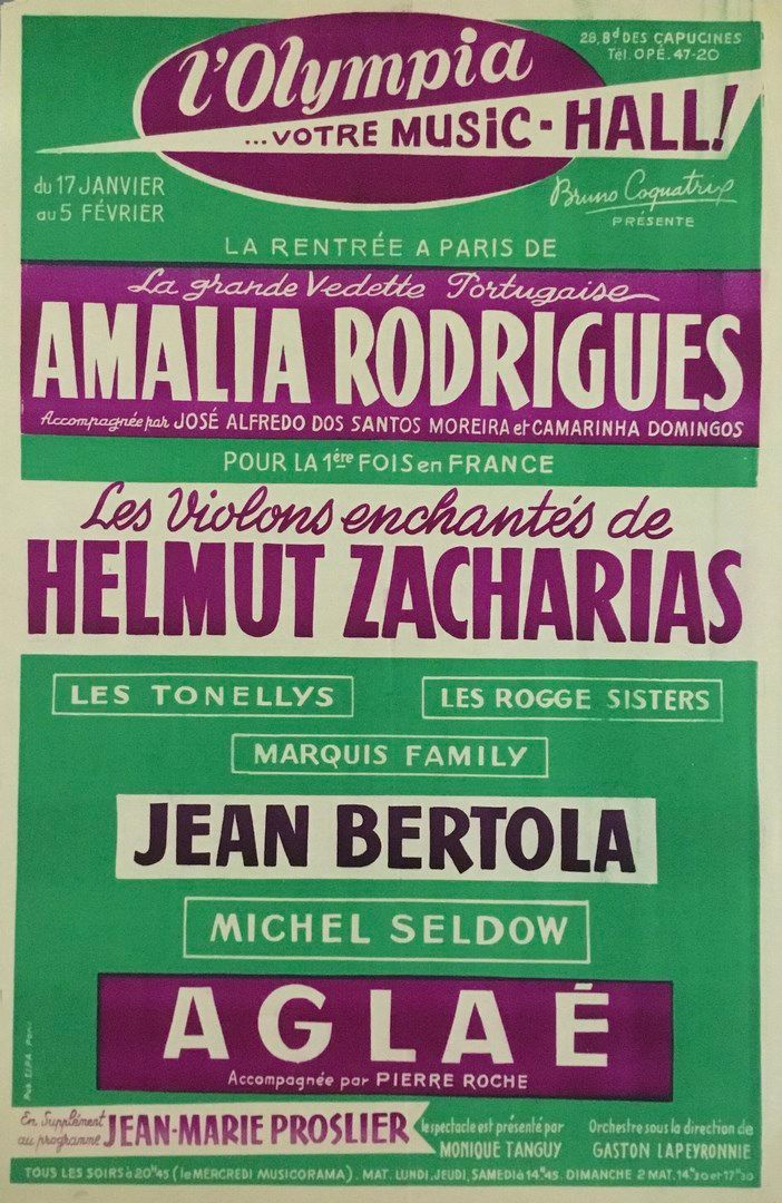 Null L'Olympia Bruno Coquatrix Amalia Rodrigues Les violons de Helmut Zacharias &hellip;