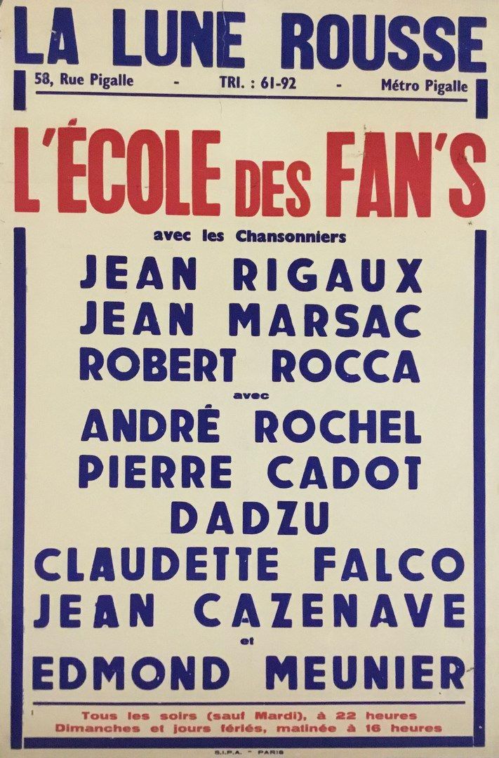 Null Poster of show Théatre la lune rousse l'Ecole des fan's Jean Rigaux Jean Ma&hellip;