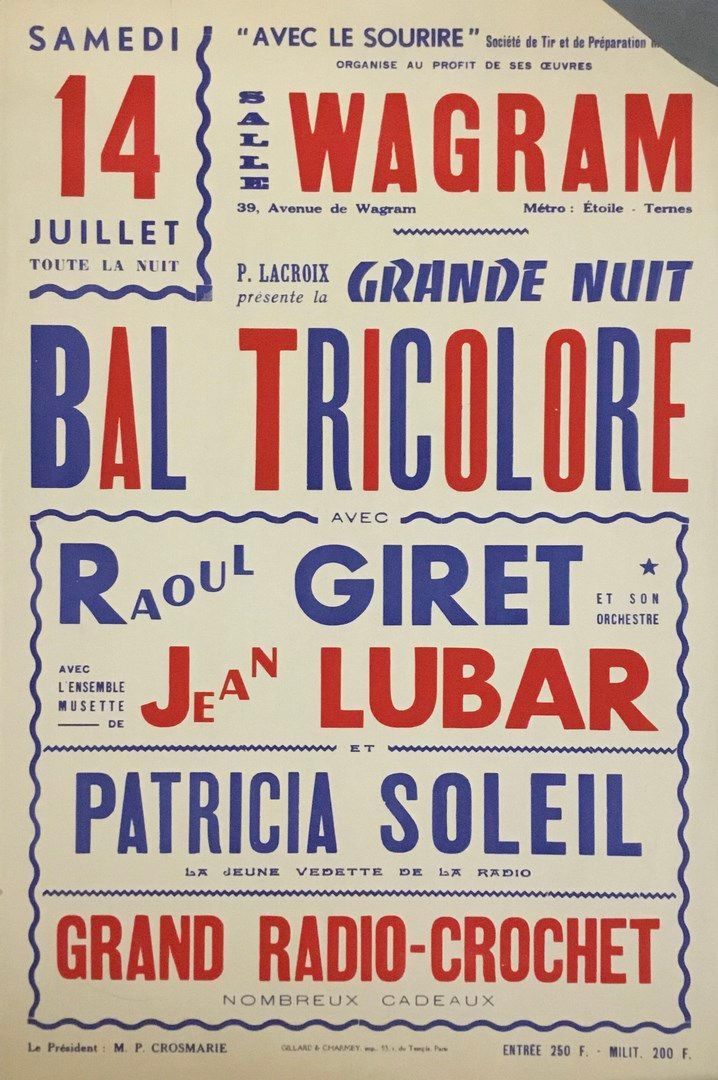 Null Poster of the show at the Wagram hall, tricolor ball Raoul Jiret, Jean Luba&hellip;