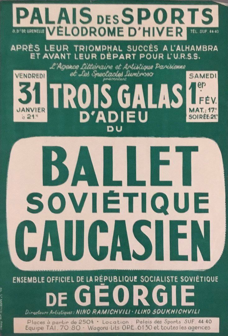 Affiche de spectacle Palais des sports trois galas d'adieu du Ballet Soviètique &hellip;