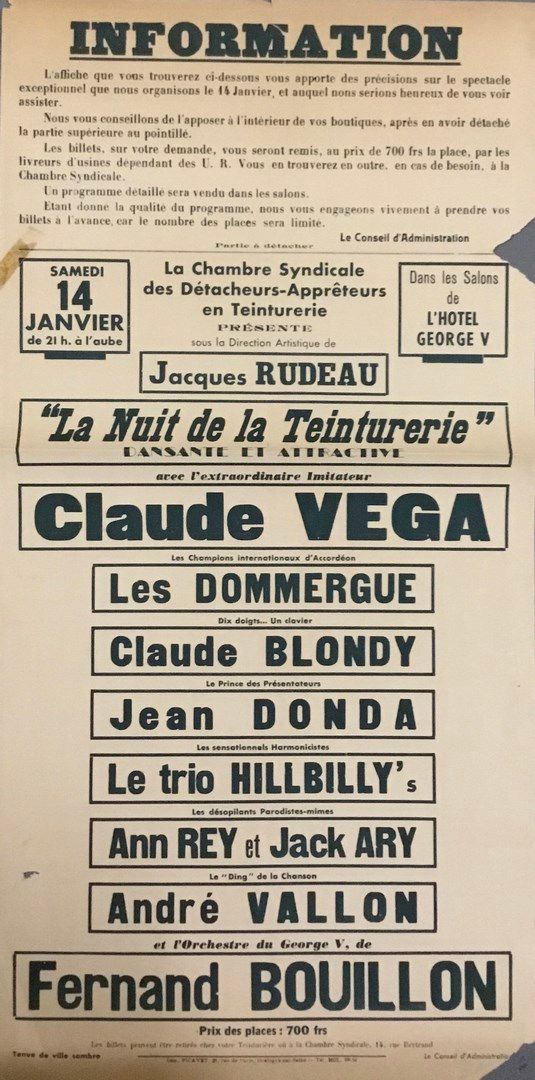 Null Cartel del espectáculo del Hotel Georges V Claude Vega, les domergues, Clau&hellip;